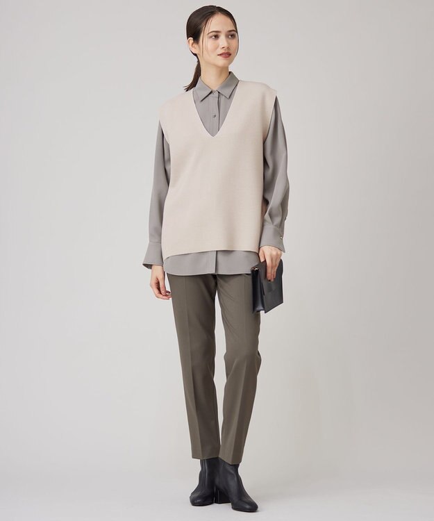 自由区 S 【セットアップ対応・洗える】ウールミラノニット ベスト ベージュ