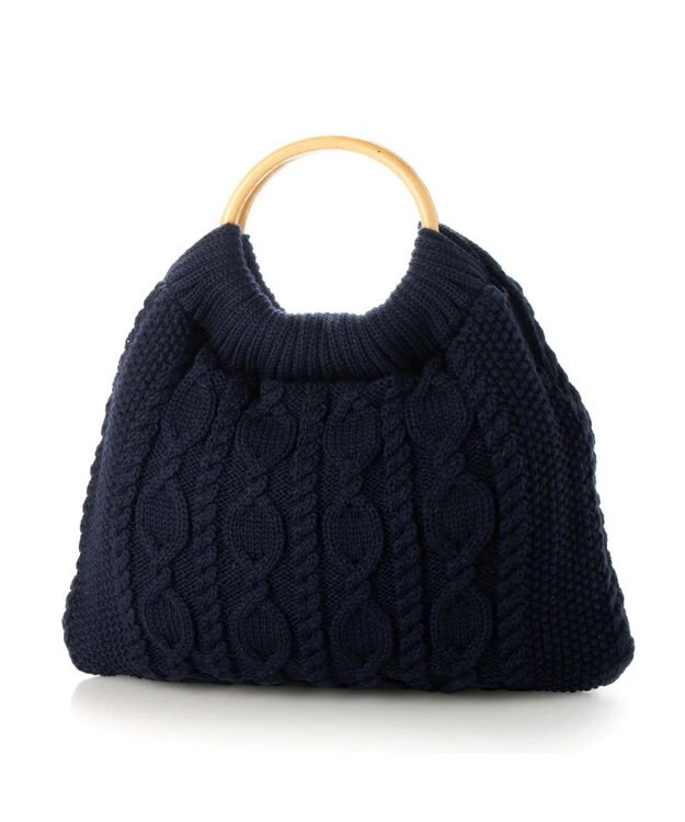 UNBILLION cachecache アラン編みリングハンドルトートバッグ ネイビー
