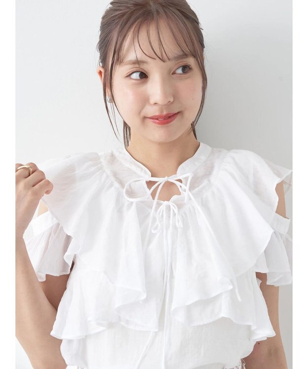 earth music&ecology ２ＷＡＹフリルブラウス White