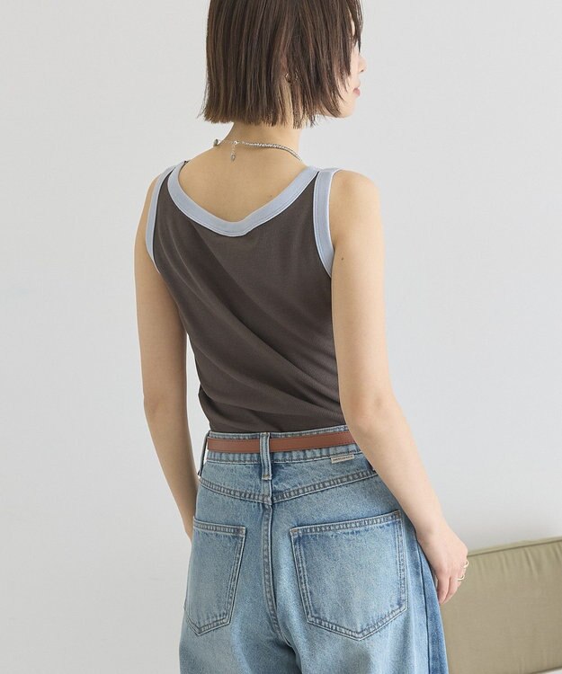 AMERICAN HOLIC バイカラーテレコタンクトップ Dark Brown