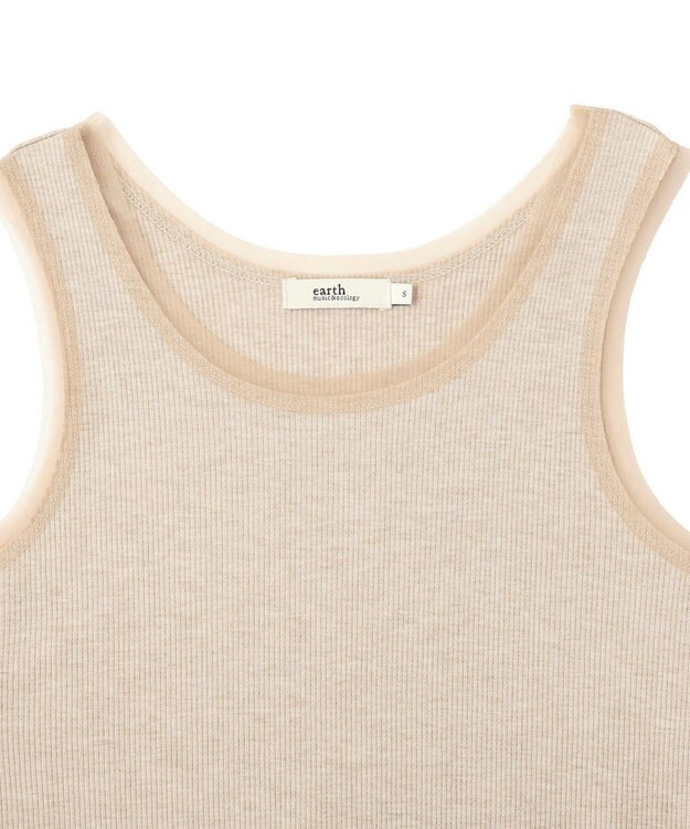 earth music&ecology エッジチュールラメテレコタンクトップ Ivory