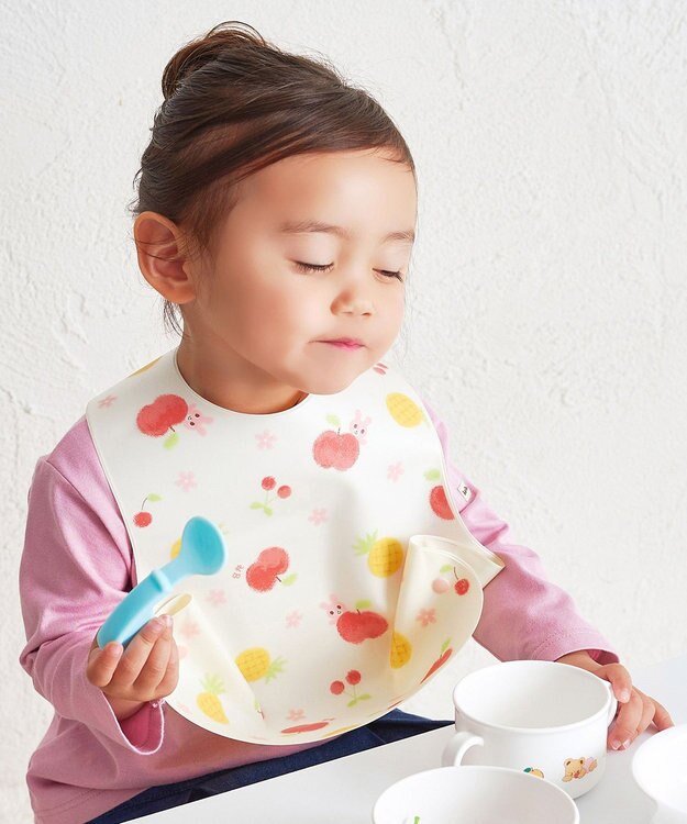 MIKI HOUSE HOT BISCUITS 総柄 お食事スタイ 赤