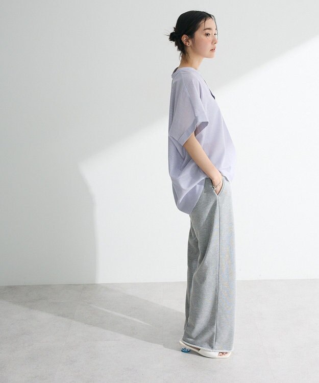 Green Parks 綿麻混フレンチスリーブスキッパーシャツ Stripe