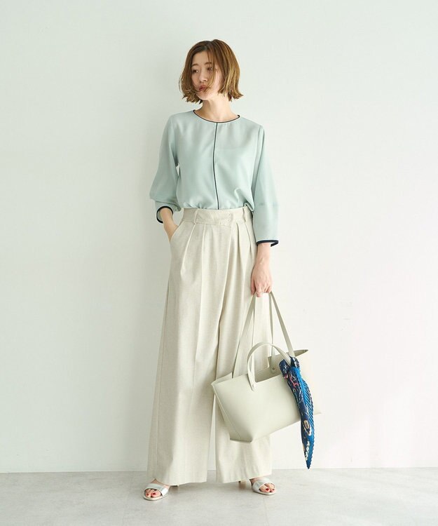 YECCA VECCA 配色パイピングブラウス Mint