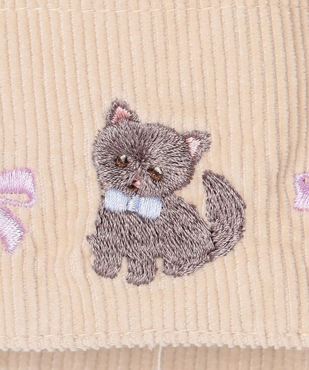 ANY KIDS ネコ刺繍 コーデュロイ ショートパンツ ベージュ