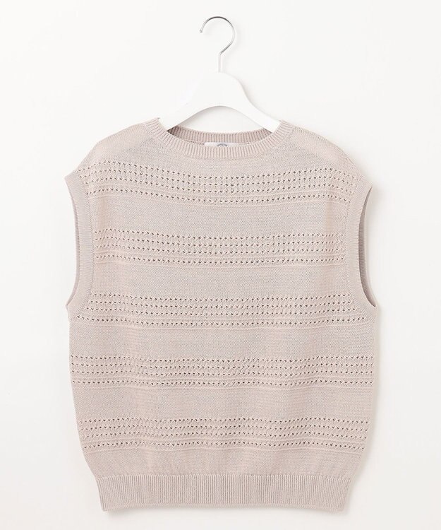 J.PRESS LADIES L 【洗える】PATTERN ニット ベスト ベージュ系