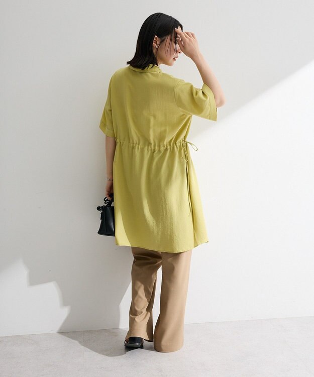 Green Parks ウエストリボンミディ丈ワンピース Lime Green