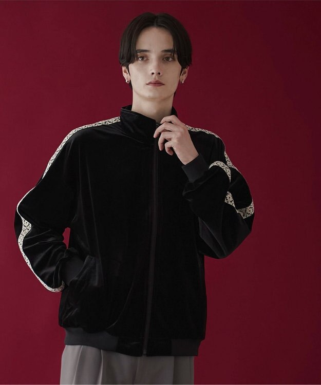 WEGO ベロアライントラックジャケット ブラック