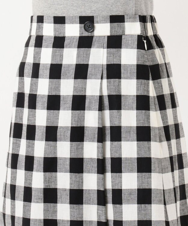 J.PRESS LADIES 【洗える】BEZコットンリネンブロックギンガム スカート ブラック系4