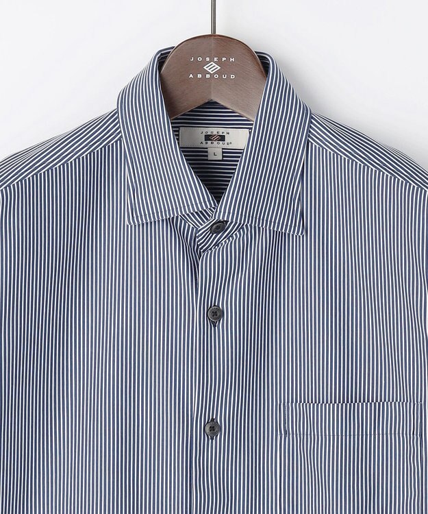 JOSEPH ABBOUD 【ジャージー素材・ストレッチ・イージーケア】コンパクトジャージーストライプシャツ サックスブルー系1