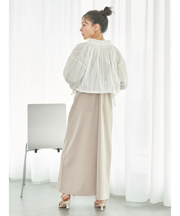 earth music&ecology ＳＥＴ２点ドビーショートブラウス＋キャミワンピース Beige