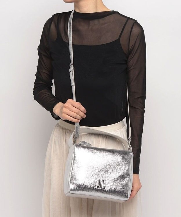 LANVIN en Bleu キューブ ダブルファスナー2wayバッグ シルバー