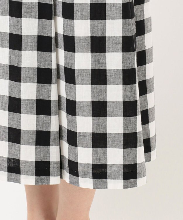 J.PRESS LADIES 【洗える】BEZコットンリネンブロックギンガム スカート ブラック系4