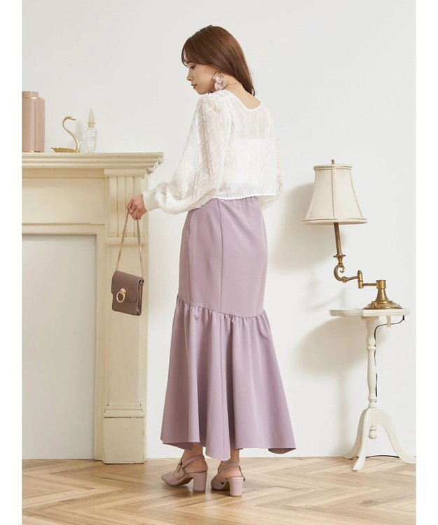 earth music&ecology ギャザー切替マーメイドスカート Grayish Pink