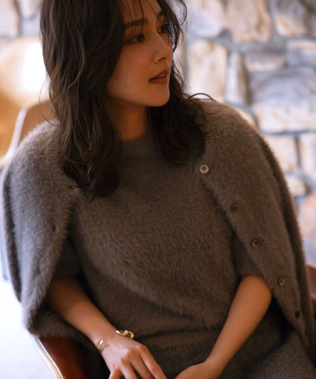 組曲 ナイロンファー カーディガン ブラウン系