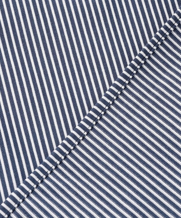 JOSEPH ABBOUD 【ジャージー素材・ストレッチ・イージーケア】コンパクトジャージーストライプシャツ サックスブルー系1