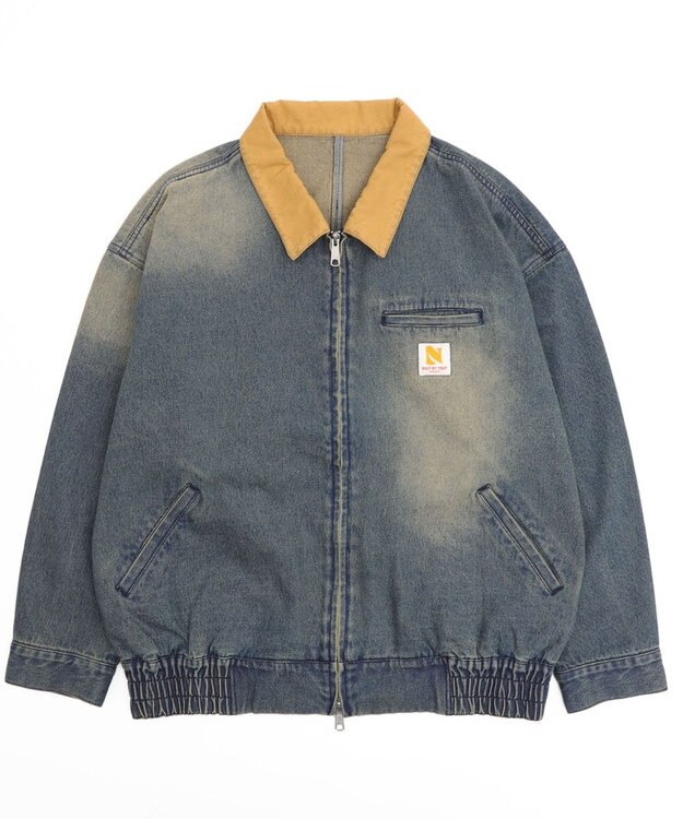 WEGO ワーカーズWジップデニムブルゾン デニム中濃加工色