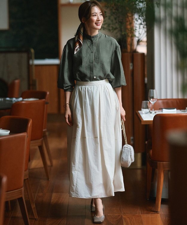 23区 S 【洗える】ナイロンコットンポプリン スカート ベージュ系