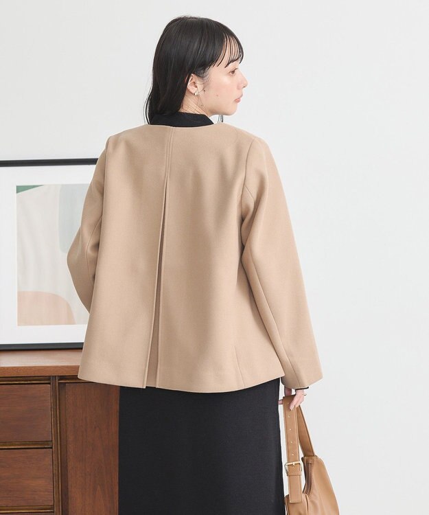 earth music&ecology ２Ｗａｙフードショートコート Beige