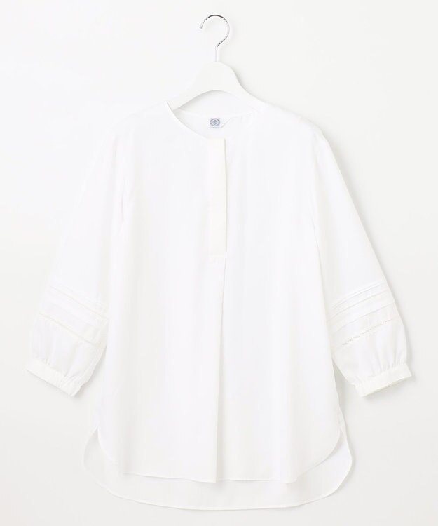 J.PRESS LADIES 【洗える】ポリエステルスパンソフトクロス レース ブラウス ホワイト系