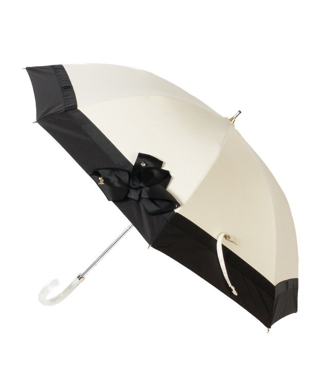 MOONBAT 【ランバン オン ブルー（LANVIN en Bleu）】晴雨兼用日傘　ビジューリボン ベージュ