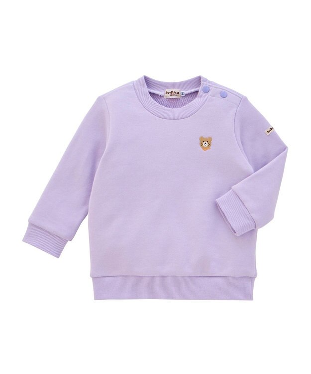 MIKI HOUSE HOT BISCUITS 【70-120cm】【Everyday Series】ワンポイント くすみカラー裏毛パイルトレーナー パープル