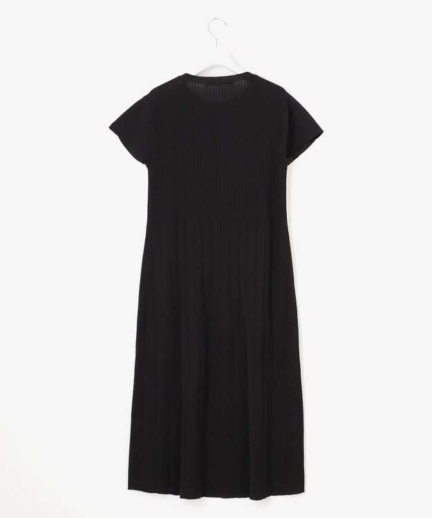 自由区 【洗える】ハイツイストコットンアセテート ニットワンピース ネイビー系