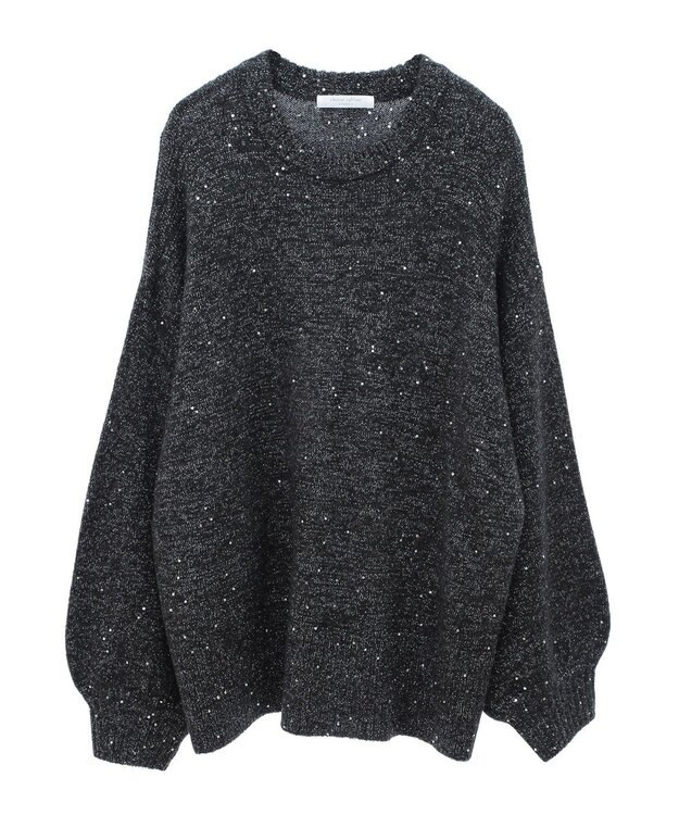 Green Parks スパンコールニットプルオーバー Dark Gray Mixture