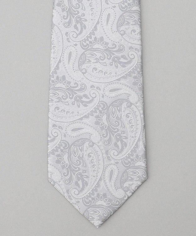 GOTAIRIKU 【WEAR BLACK】フォーマル用_ペイズリー ネクタイ シルバー系8