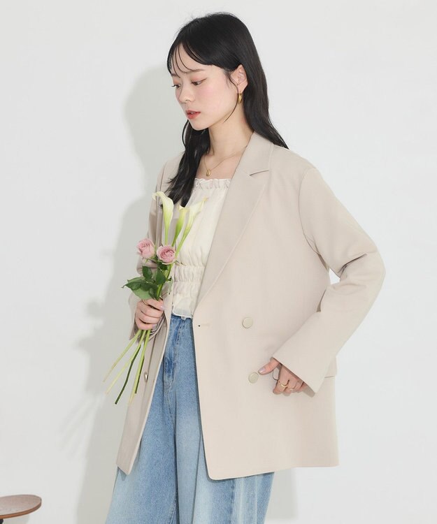 earth music&ecology ダブルテーラードジャケット ベージュ