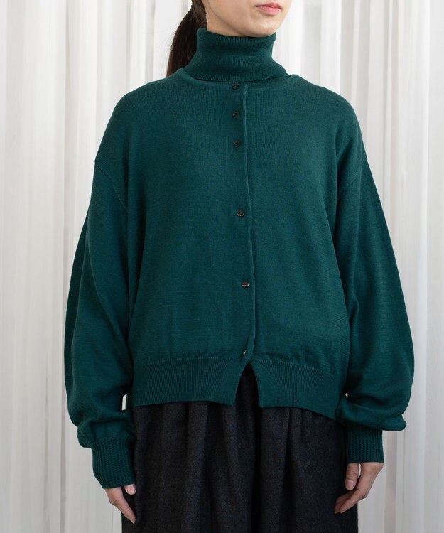 muuc エクストラファインメリノ・丸襟カーディガン グリーン