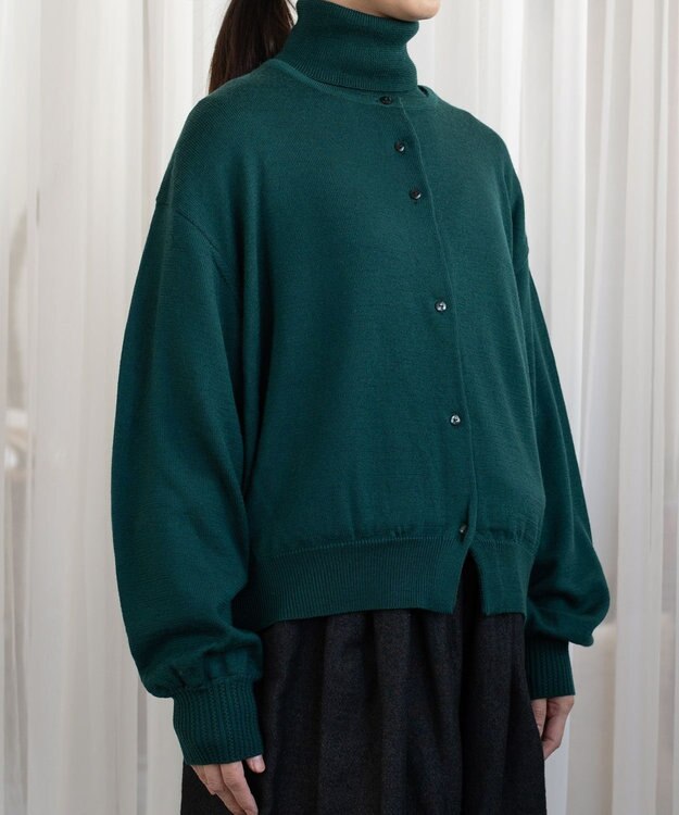 muuc エクストラファインメリノ・丸襟カーディガン グリーン