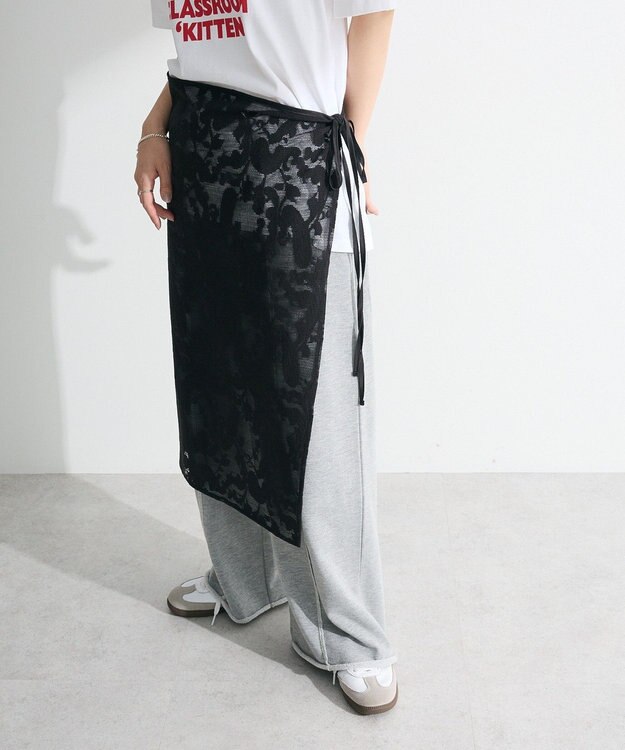 Green Parks レース巻きスカート Black