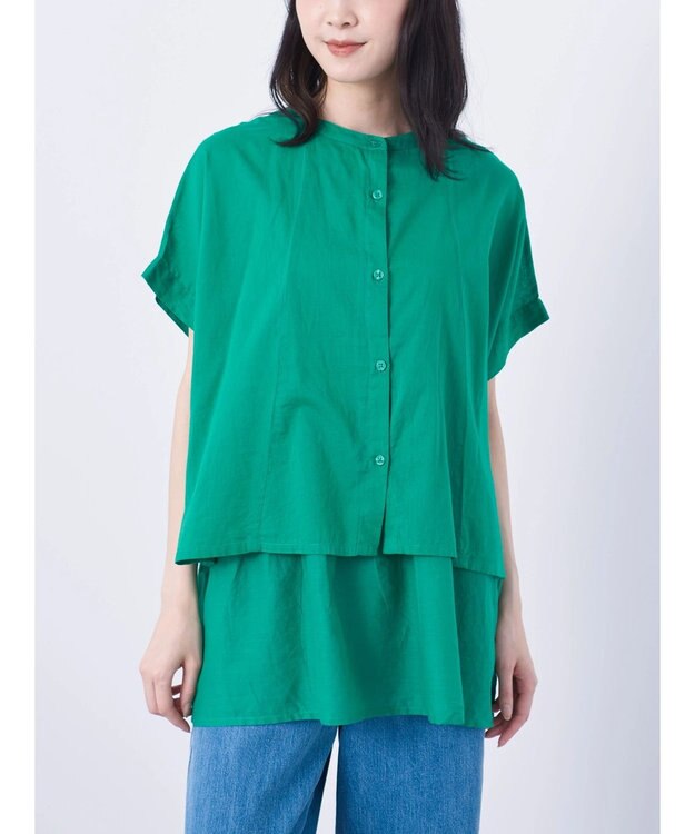 Green Parks インド綿　ＳＥＴ２点レイヤード風ブラウス Green