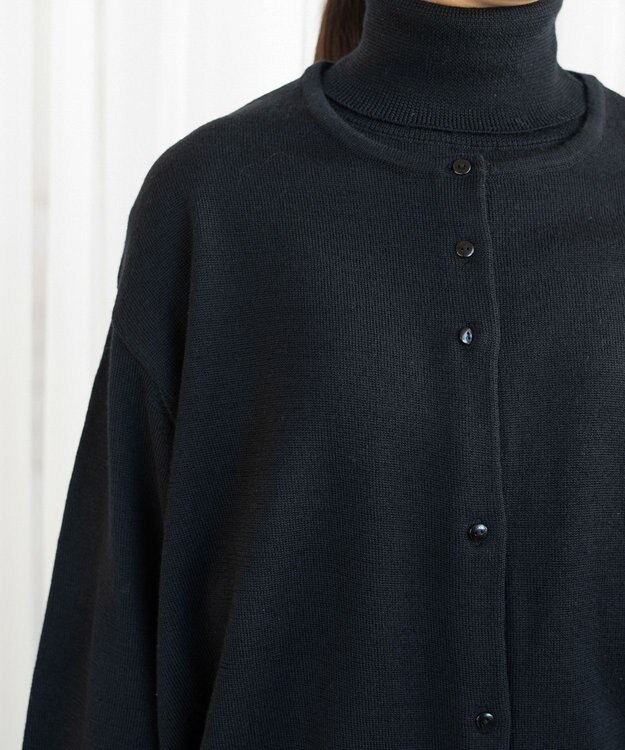 muuc エクストラファインメリノ・丸襟カーディガン ブラック