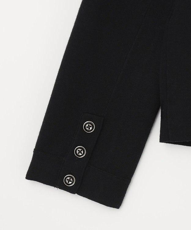 自由区 L ミラノリブ ニット ノーカラージャケット ネイビー系