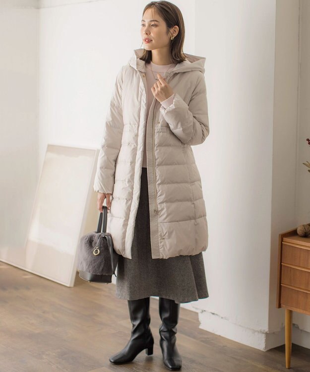 組曲 ライトタフタロングダウンコート アイスグレー系