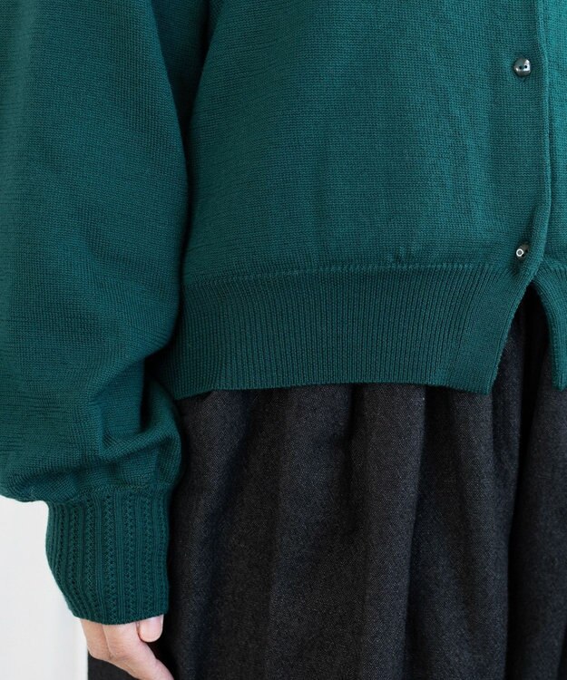 muuc エクストラファインメリノ・丸襟カーディガン グリーン