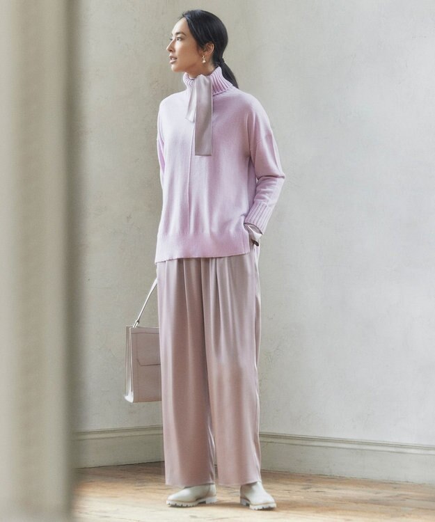 自由区 【洗える・Sサイズ有】ピュアカシミヤ タートルネックニット (検索番号:JL26) ピンク系