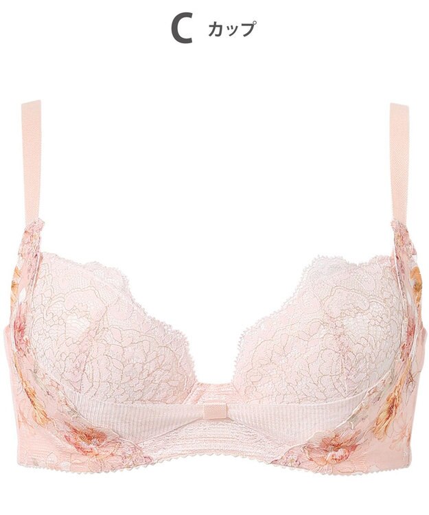 WACOAL ブラジャー 【リボンブラ 脇すっきり】 脇高設計 着やせシルエット 動いても谷間キープ Gカップまで対応 大きいサイズ レディース BXB443 /ワコール シェルピンク