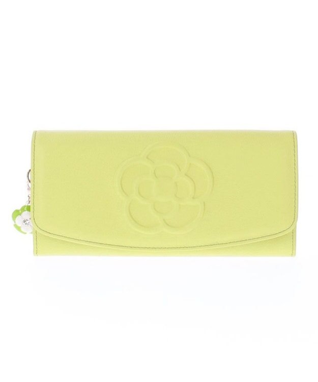 CLATHAS ワッフル　フラップ長財布 ライム