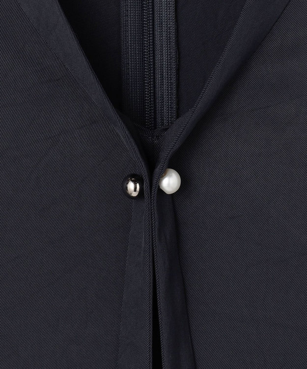 ICB 【先行予約】ストレッチシルキーツイル タイブラウス ネイビー