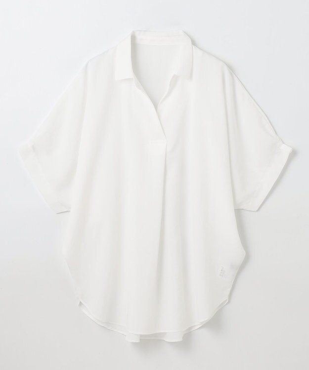 ANY 【新色追加】スキッパーネック袖タックブラウス オフ