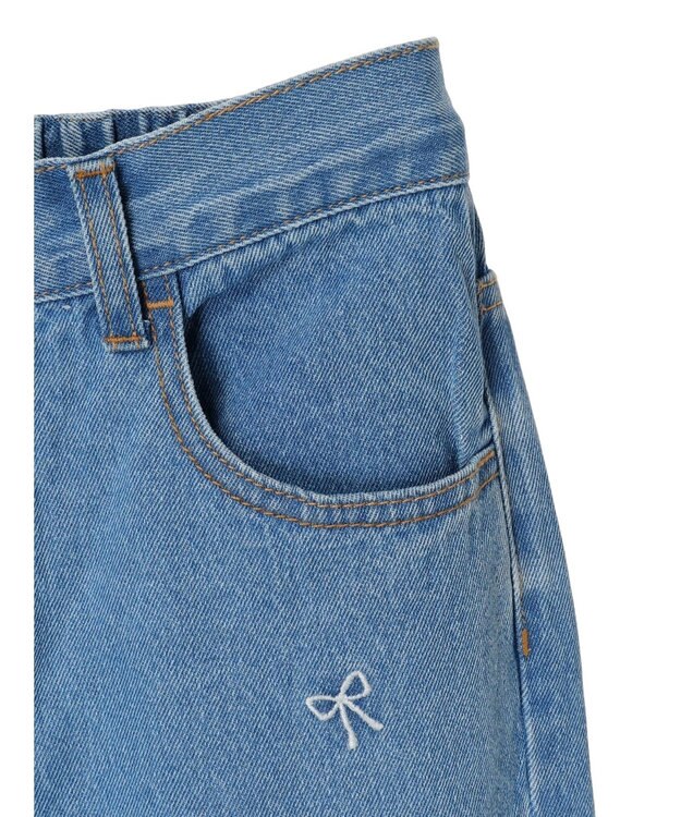 Green Parks ・Ｄｏｕｂｌｅ　Ｆｌａｇｓ　リボン刺繍ストレートデニム Light Indigo