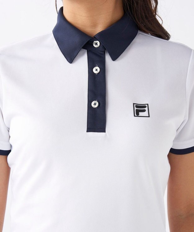 FILA GOLF／marie claire 【FILA GOLF】アクセントカラー半袖ポロシャツ ホワイト
