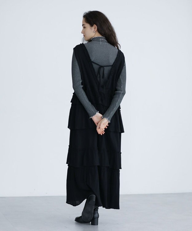 Green Parks ■ＥＳＣＡＲ　レース×コットンティアードワンピース Black