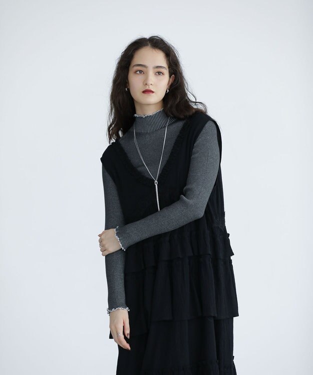 Green Parks ■ＥＳＣＡＲ　レース×コットンティアードワンピース Black