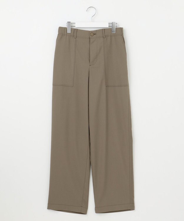 自由区 L 【洗える】ストレッチライトツイルベイカー パンツ カーキ