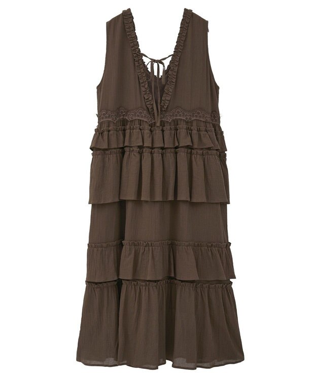 Green Parks ■ＥＳＣＡＲ　レース×コットンティアードワンピース Brown