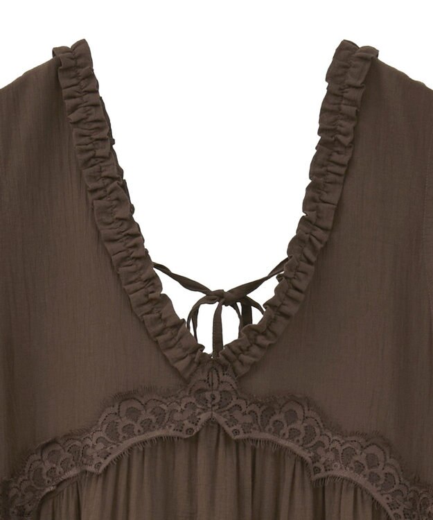 Green Parks ■ＥＳＣＡＲ　レース×コットンティアードワンピース Brown